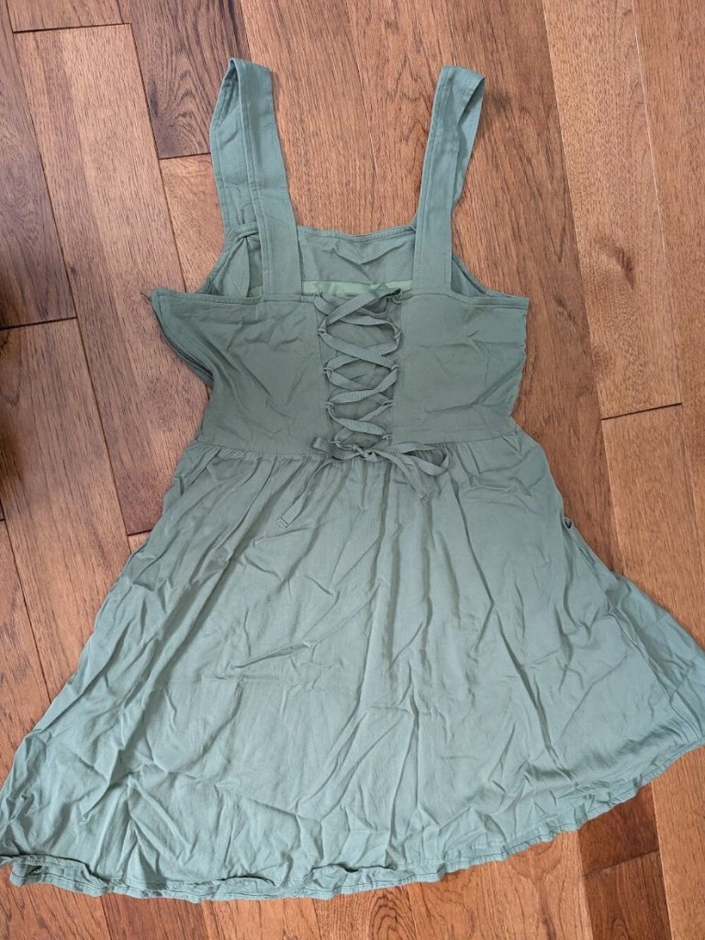 Sage Green Over the Garden Wall Embroidered Lace-Up Dress - Picture 2 of 6